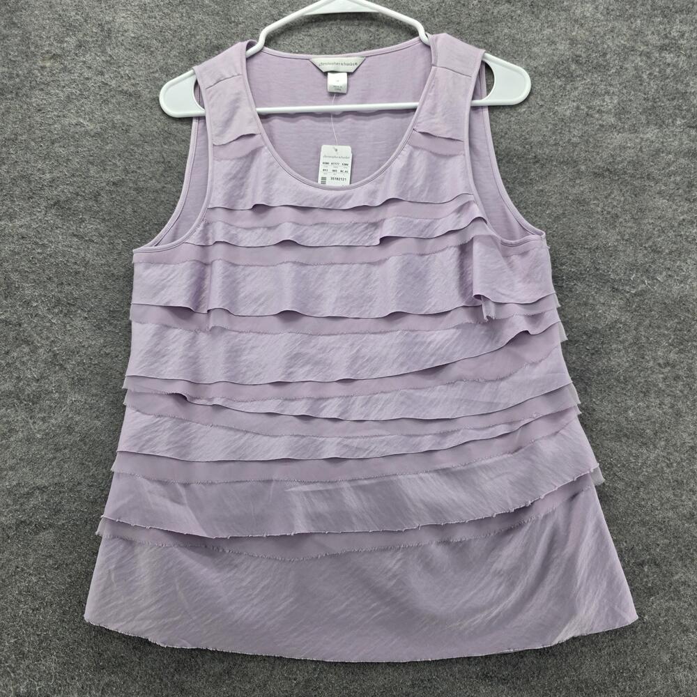 Christopher & Banks Blouse Womens Medium Purple Tiered Ruffle Sleeveless Tank